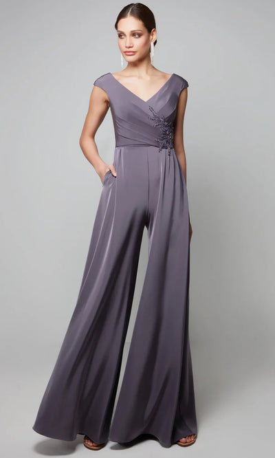 Alyce Paris 27559 - Cap Sleeve V-Back Formal Jumpsuit Formal Pantsuits