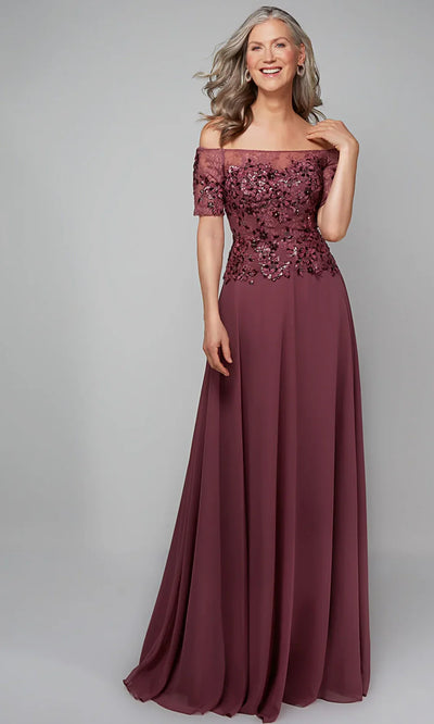 Alyce Paris 27566 - Straight Neckline Chiffon A-line Dress Formal Gowns