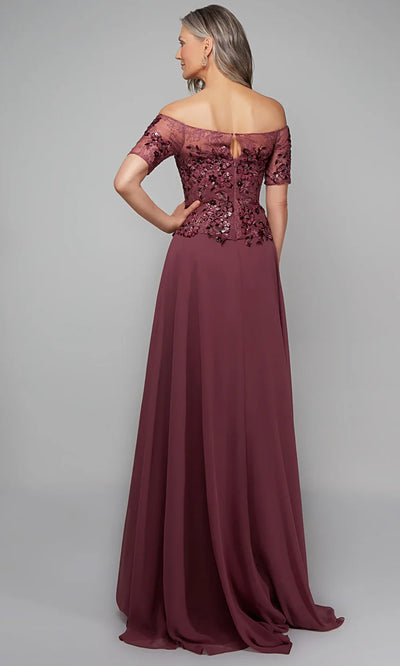Alyce Paris 27566 - Straight Neckline Chiffon A-line Dress Formal Gowns
