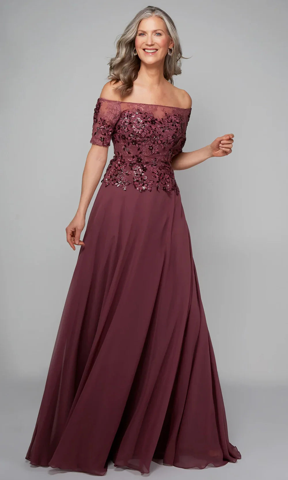 Alyce Paris 27566 - Straight Neckline Chiffon A-line Dress Formal Gowns