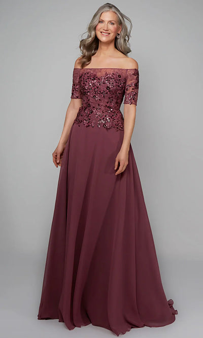 Alyce Paris 27566 - Straight Neckline Chiffon A-line Dress Formal Gowns
