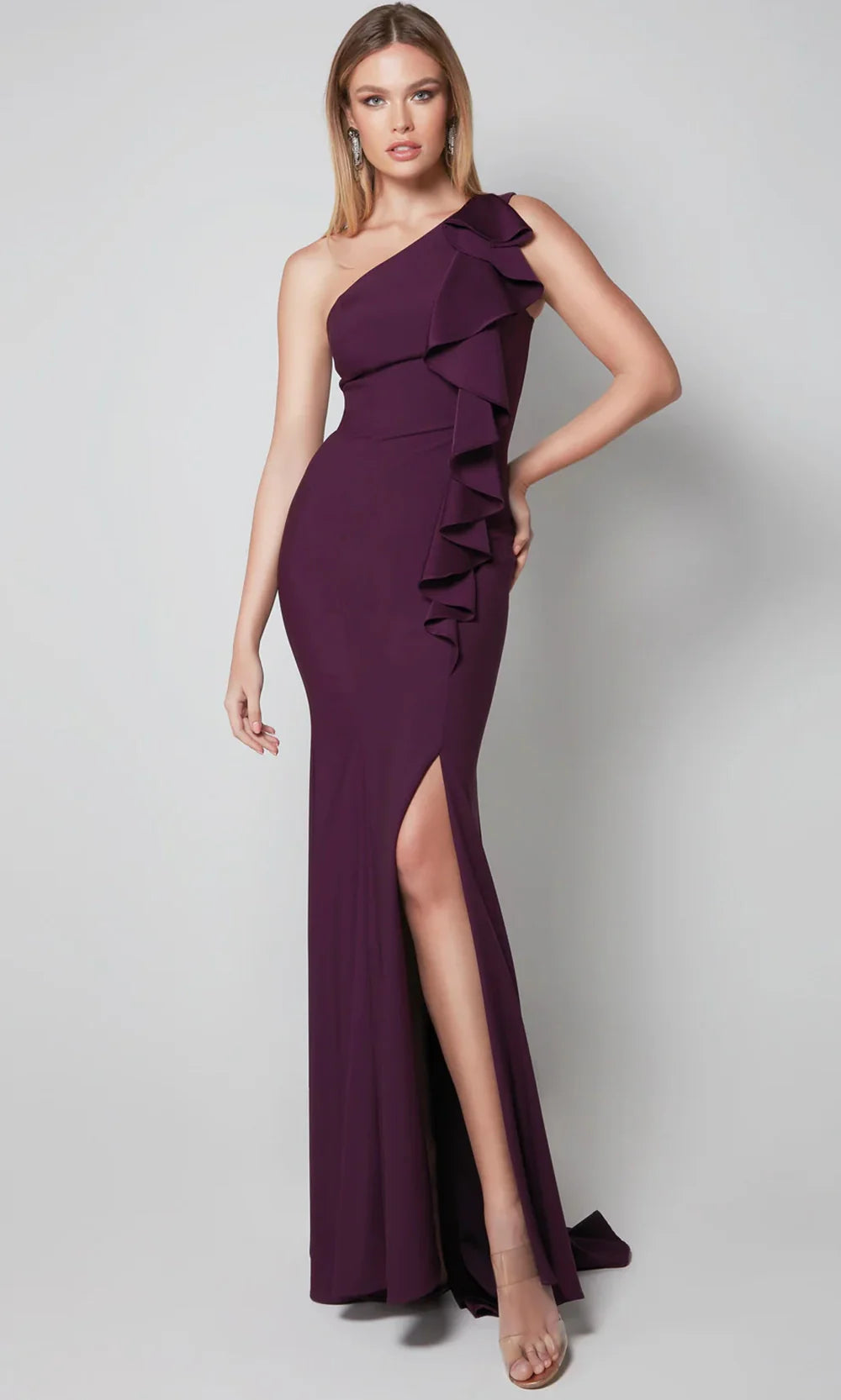Alyce Paris 27575 - Asymmetric Crepe Formal Dress with Ruffle Formal Gowns