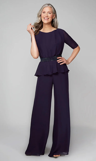 Alyce Paris 27576 - Chiffon Scoop Neck Jumpsuit Evening Dresses