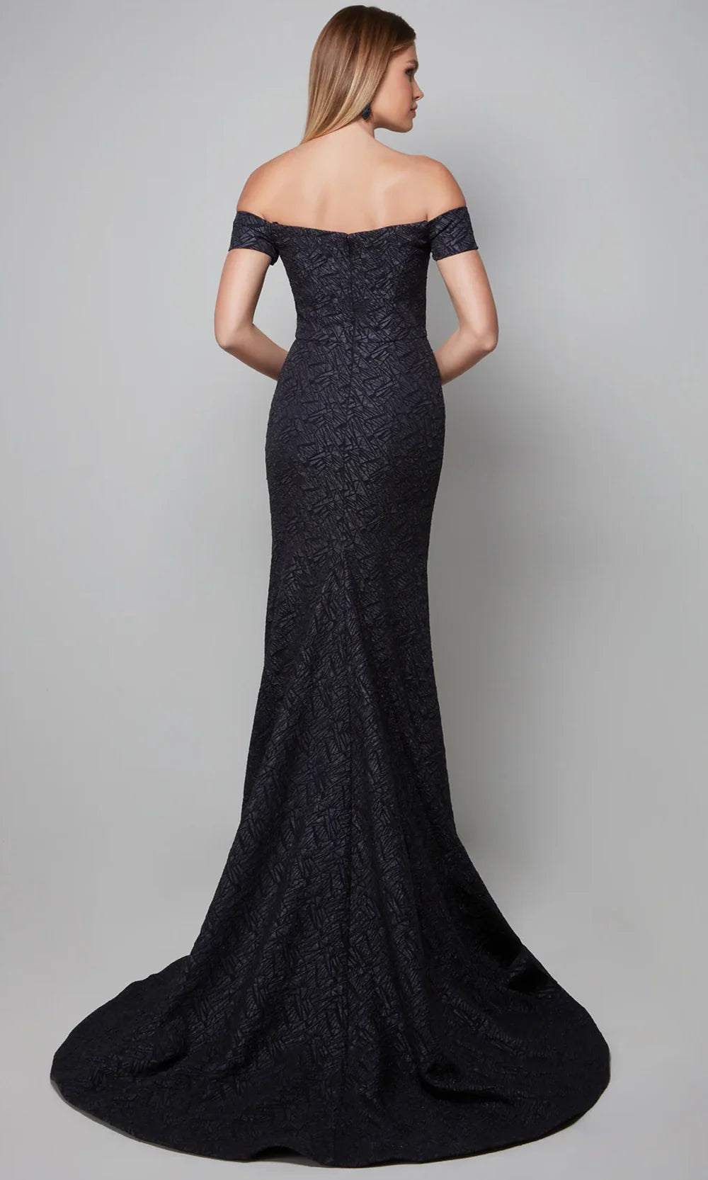 Alyce Paris 27578 - Off Shoulder Geometric Jacquard Gown Prom Dresses