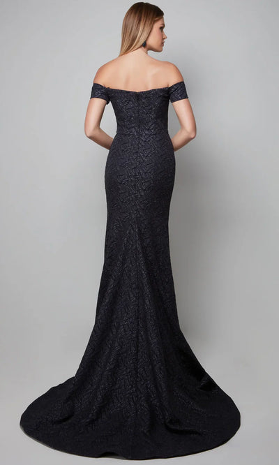 Alyce Paris 27578 - Off Shoulder Geometric Jacquard Gown Prom Dresses