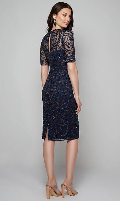 Alyce Paris 27583 - Beaded Mesh Knee Length Cocktail Dress Cocktail Dresses