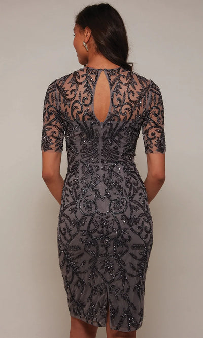 Alyce Paris 27583 - Beaded Mesh Knee Length Cocktail Dress Cocktail Dresses