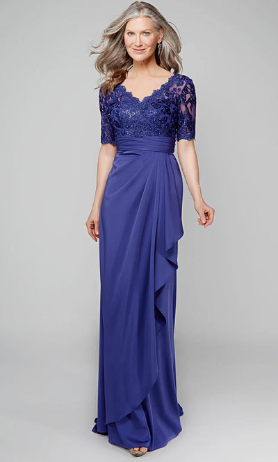Alyce Paris 27595 - Draped Skirt Lace Short Sleeve Dress Mother of the Bride Dresses