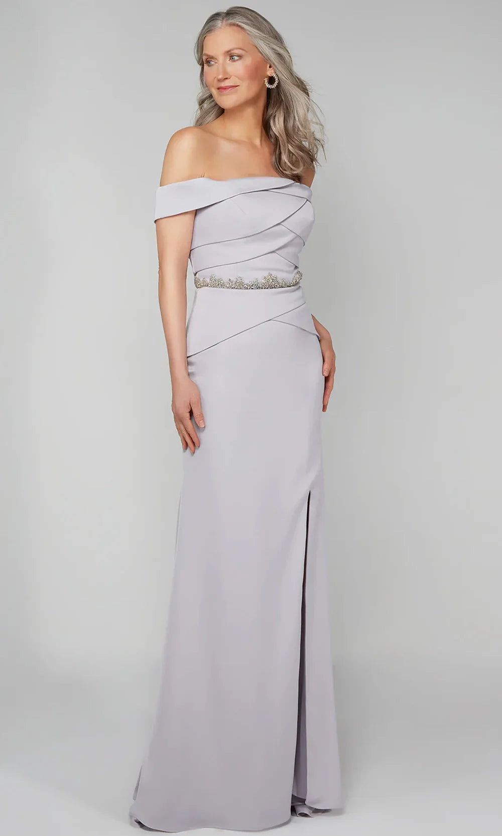 Alyce Paris 27610 - Pleated Bodice Off Shoulder Gown with Slit