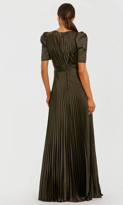 Mac Duggal 27616 - Puff Sleeve Pleated Long Dress Mother of the Bride Dresses