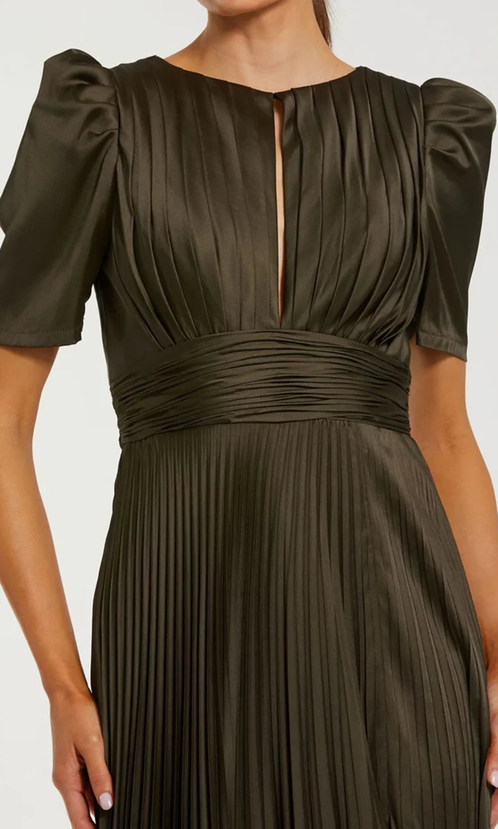 Mac Duggal 27616 - Puff Sleeve Pleated Long Dress Mother of the Bride Dresses