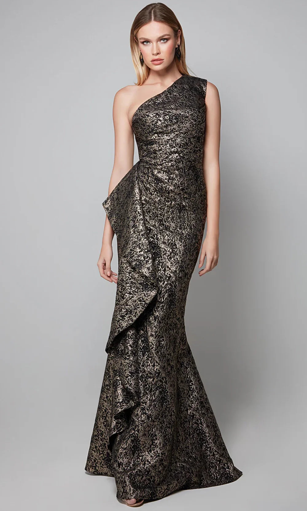 Alyce Paris 27620 - Asymmetric Textured Dress with Side Draped Mother of the Bride Dresses