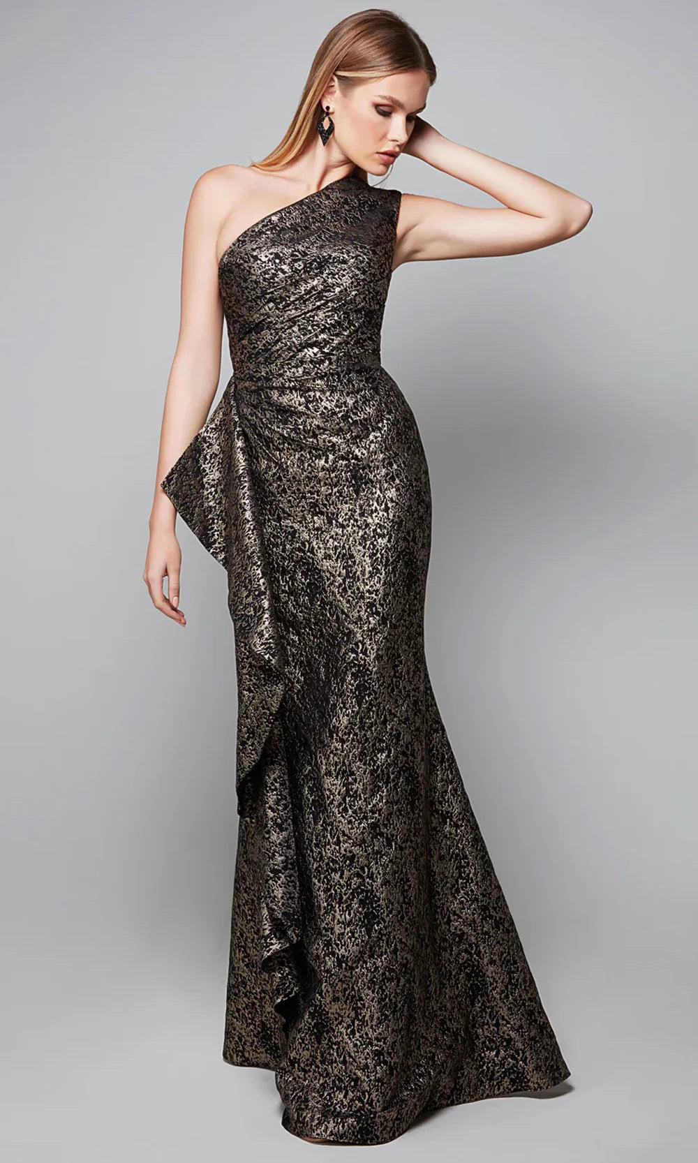 Alyce Paris 27620 - Asymmetric Textured Dress with Side Draped Mother of the Bride Dresses