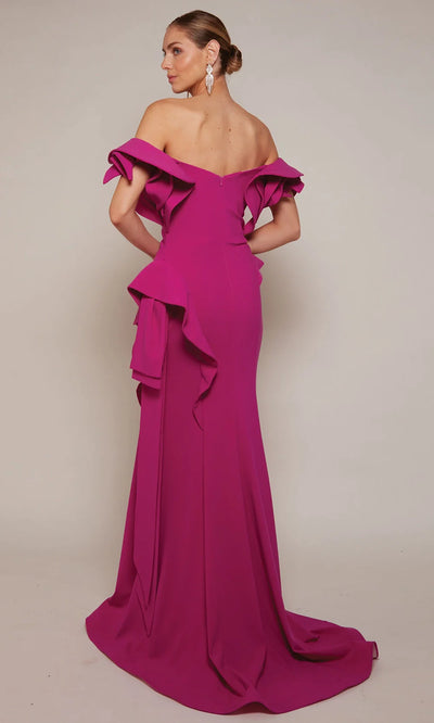 Alyce Paris 27643 - Short Sleeve Sheath Gown with Ruffle Evening Dresses