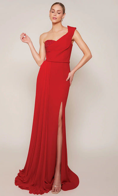 Alyce Paris 27650 - Pleated Overskirt One Shoulder Gown Prom Dresses