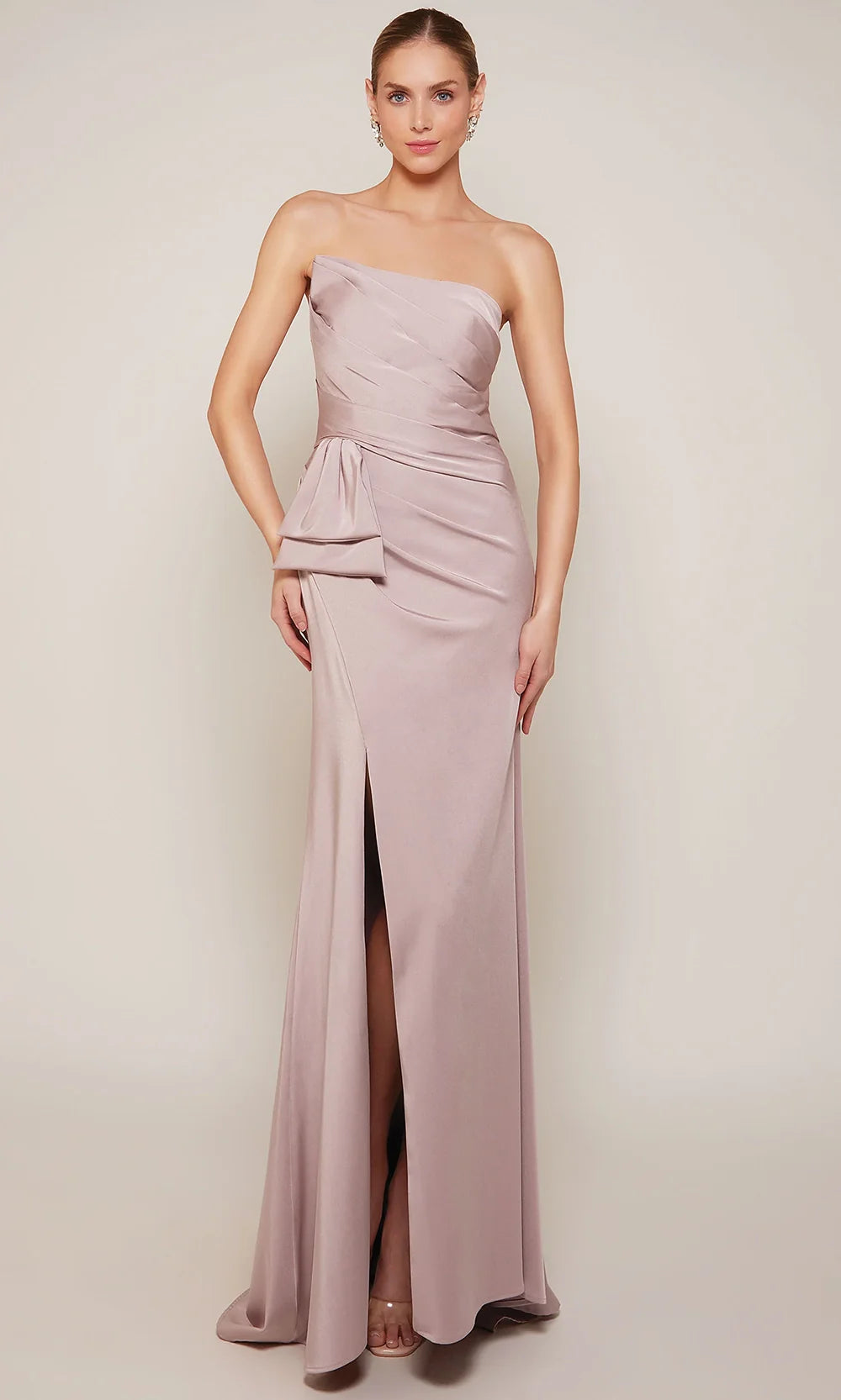 Alyce Paris 27658 - Ruched Bodice Front Slit Sheath Gown Prom Dresses