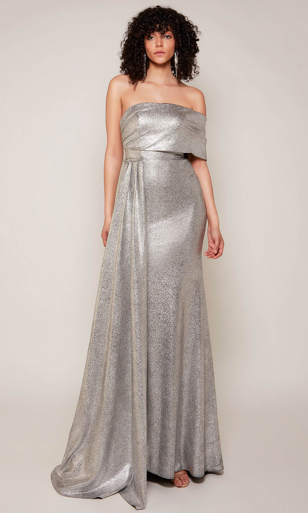 Alyce Paris 27663 - Metallic Sheath Gown with Folded Neckline Prom Dresses