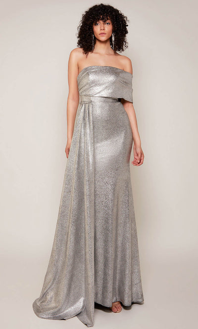 Alyce Paris 27663 - Metallic Sheath Gown with Folded Neckline Prom Dresses