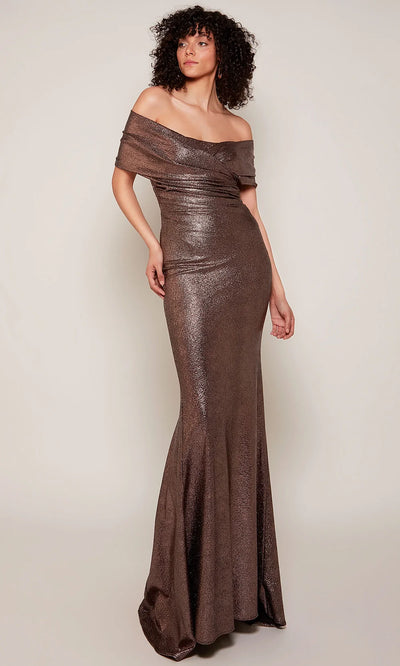 Alyce Paris 27666 - Draped Neckline Jacquard Evening Gown Prom Dresses