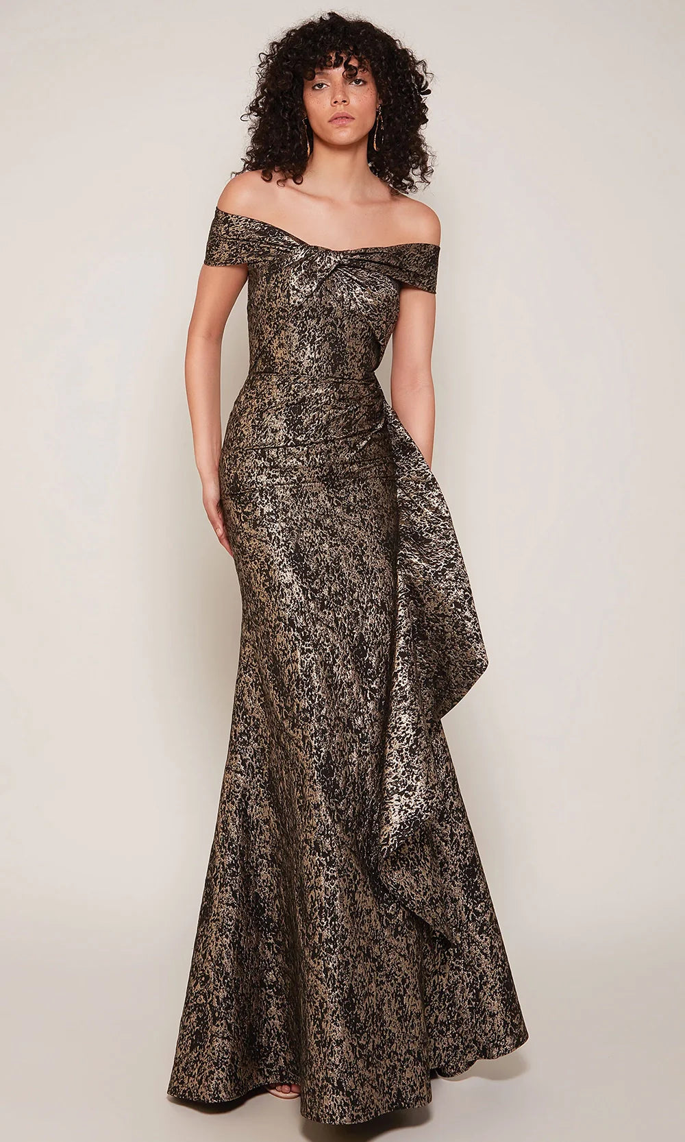Alyce Paris 27667 - Dramatic Jacquard Knotted Off Shoulder Dress Formal Gowns