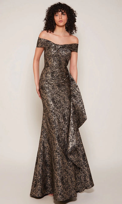 Alyce Paris 27667 - Dramatic Jacquard Knotted Off Shoulder Dress Formal Gowns