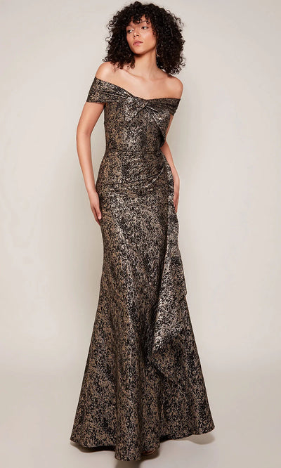 Alyce Paris 27667 - Dramatic Jacquard Knotted Off Shoulder Dress Formal Gowns