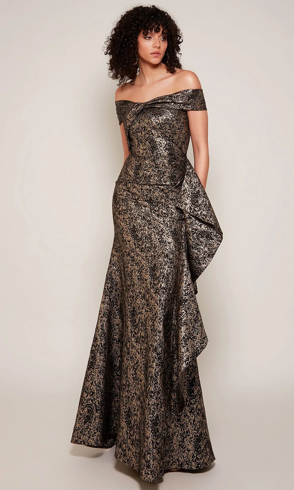Alyce Paris 27667 - Dramatic Jacquard Knotted Off Shoulder Dress Formal Gowns