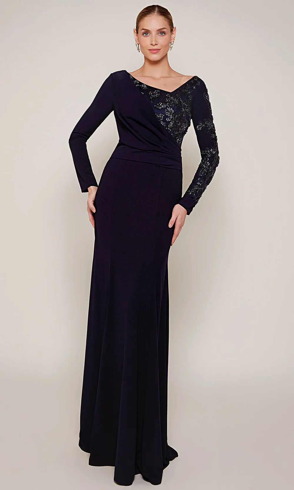 Alyce Paris 27675 - Draped V-Neck Beaded Ornate Dress Mother of the Bride Dresses