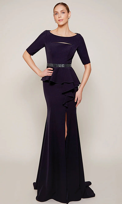 Alyce Paris 27679 - Ruffled Peplum Scoop Neck Dress Mother of the Bride Dresses