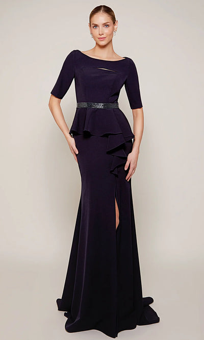 Alyce Paris 27679 - Ruffled Peplum Scoop Neck Dress Mother of the Bride Dresses