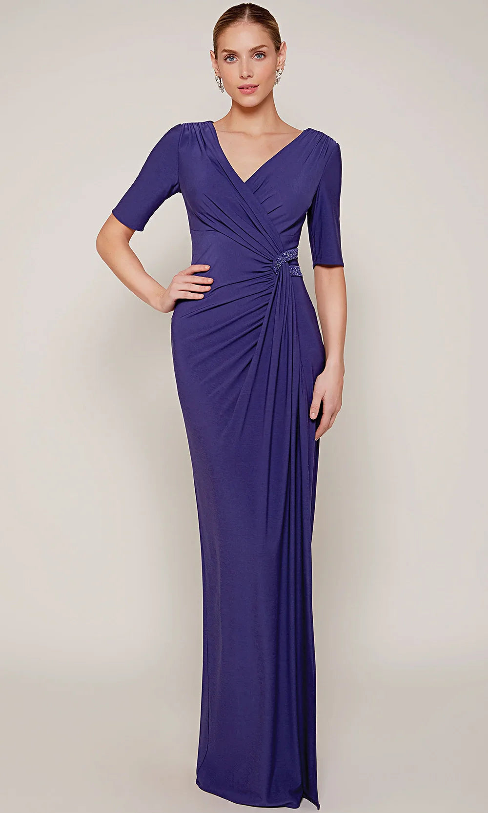 Alyce Paris 27682 - Surplice V-Neck Jersey Long Dress Mother of the Bride Dresses