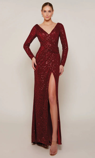 Alyce Paris 27688 - Draped V-Neck Sparkle Long Gown Formal Gowns