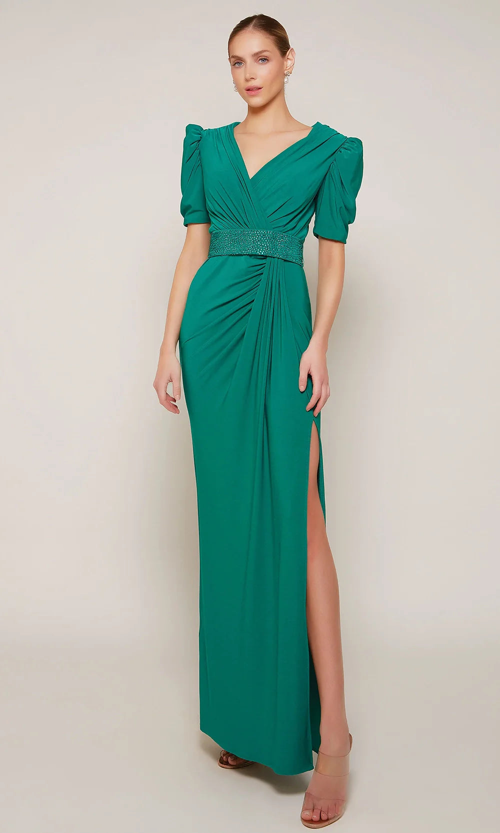 Alyce Paris 27690 - Jersey Puff Sleeve Column Dress Mother of the Bride Dresses