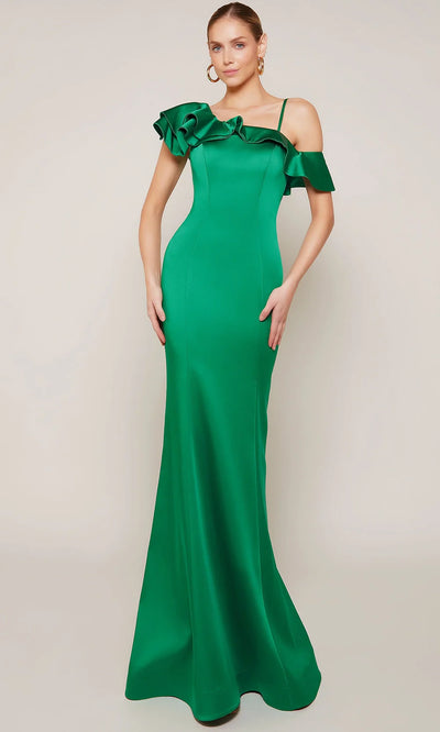 Alyce Paris 27691 - Asymmetric Neck Ruffle Ornate Dress Evening Dresses