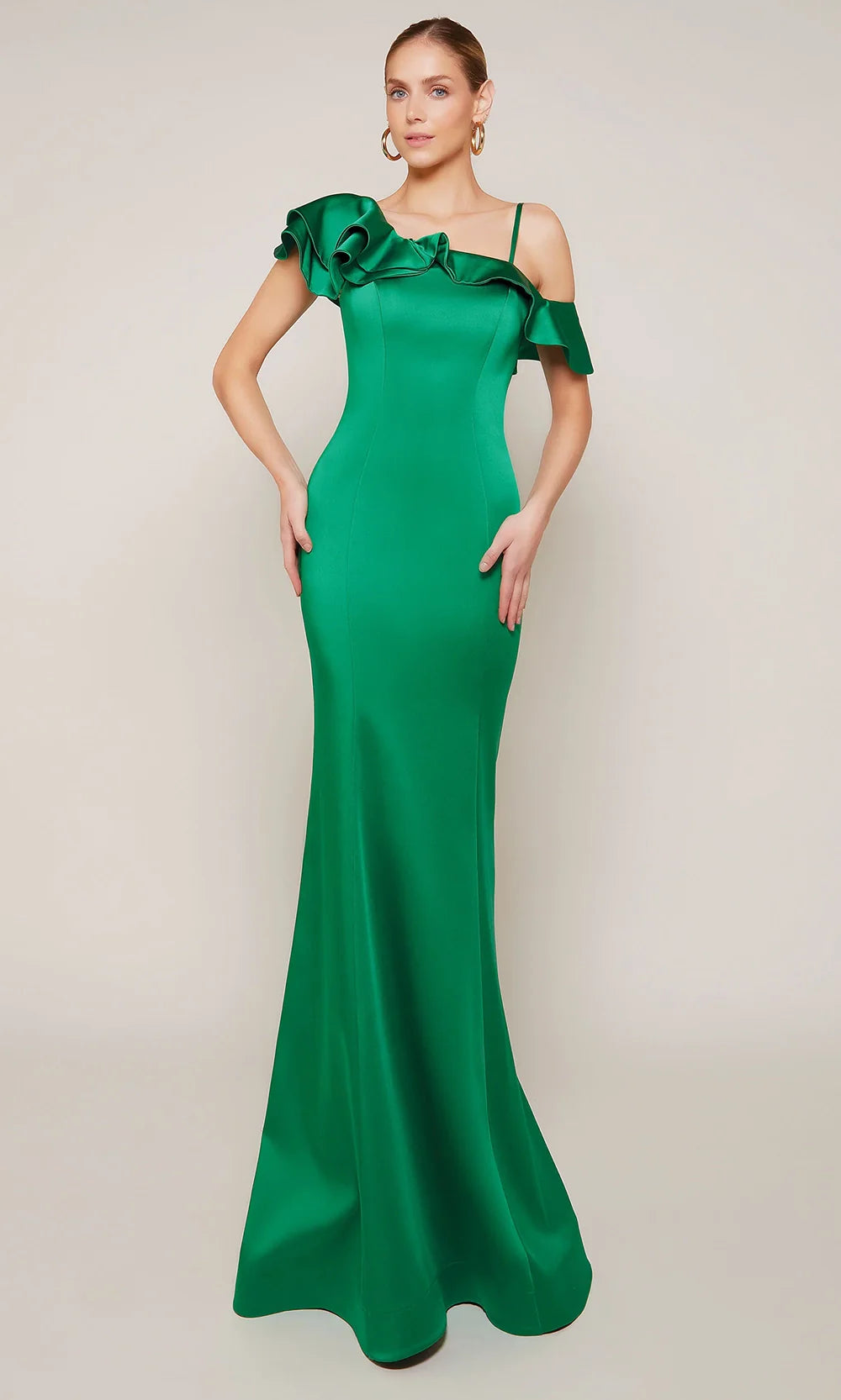 Alyce Paris 27691 - Asymmetric Neck Ruffle Ornate Dress Evening Dresses