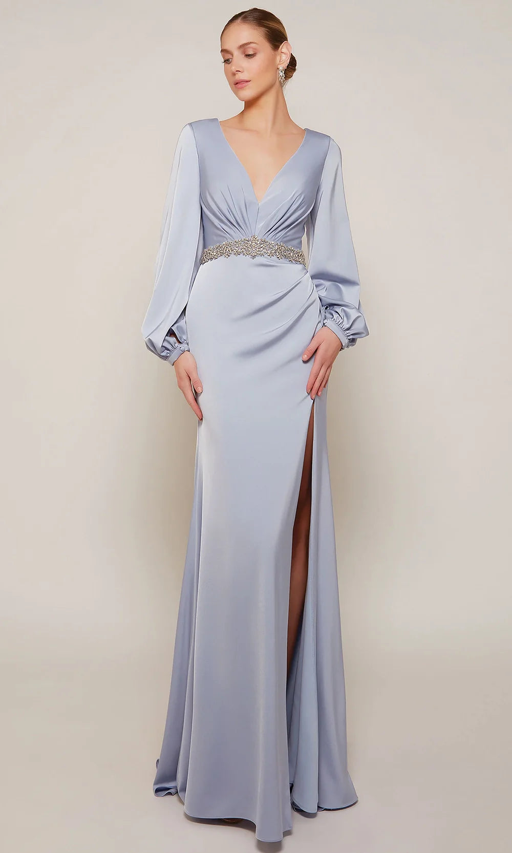 Alyce Paris 27696 - Satin Deep V-Neckline Evening Gown Mother of the Bride Dresses