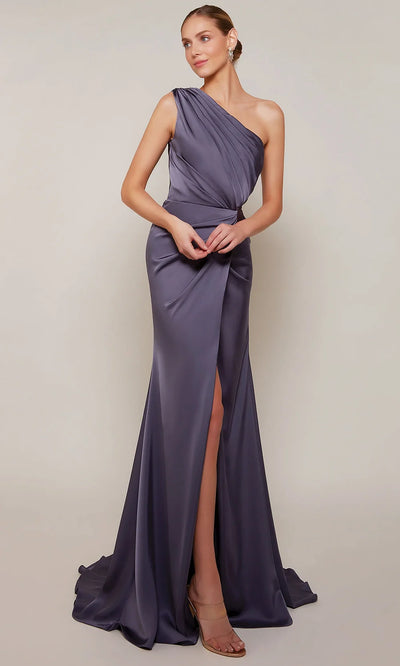 Alyce Paris 27697 - Front Slit One Shoulder Satin Gown Wedding Dresses
