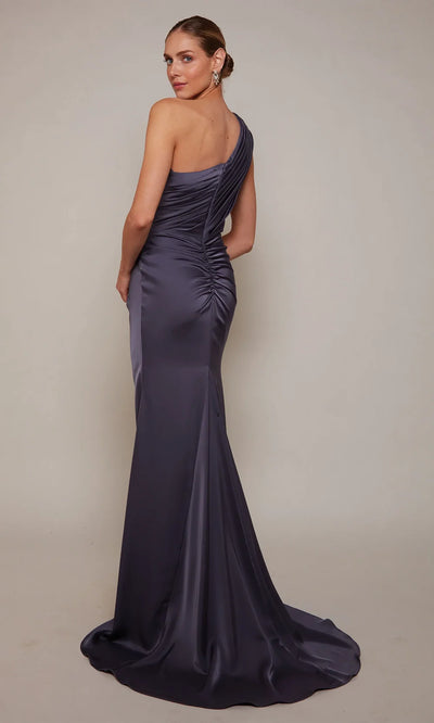 Alyce Paris 27697 - Front Slit One Shoulder Satin Gown Wedding Dresses