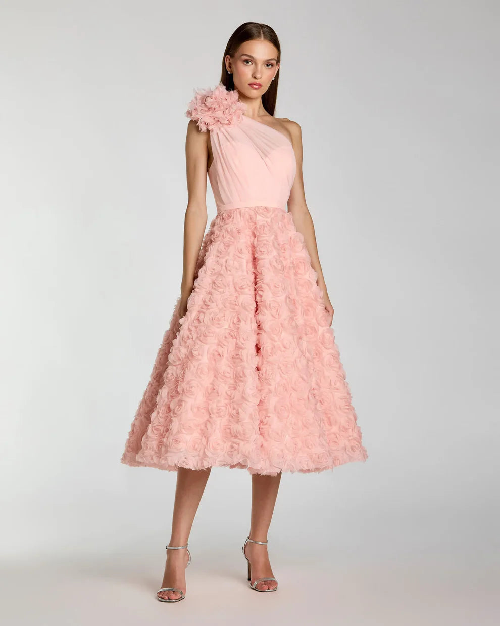 Ieena Duggal 27698 - Textured Floral Mesh A-line Dress