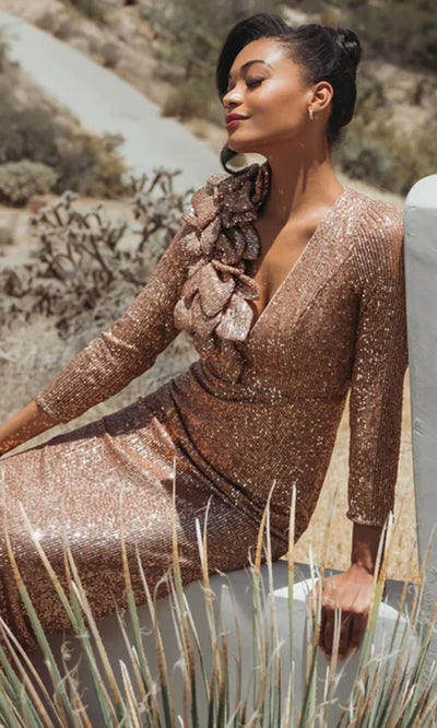 Mac Duggal 27700 - V-Neckline Sequin Embellished Dress Evening Dresses