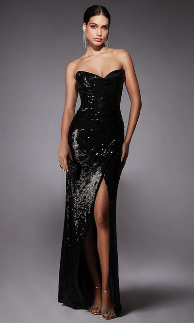 Alyce Paris 27704 - Sequin Encrusted Cowl Neckline Gown Prom Dresses