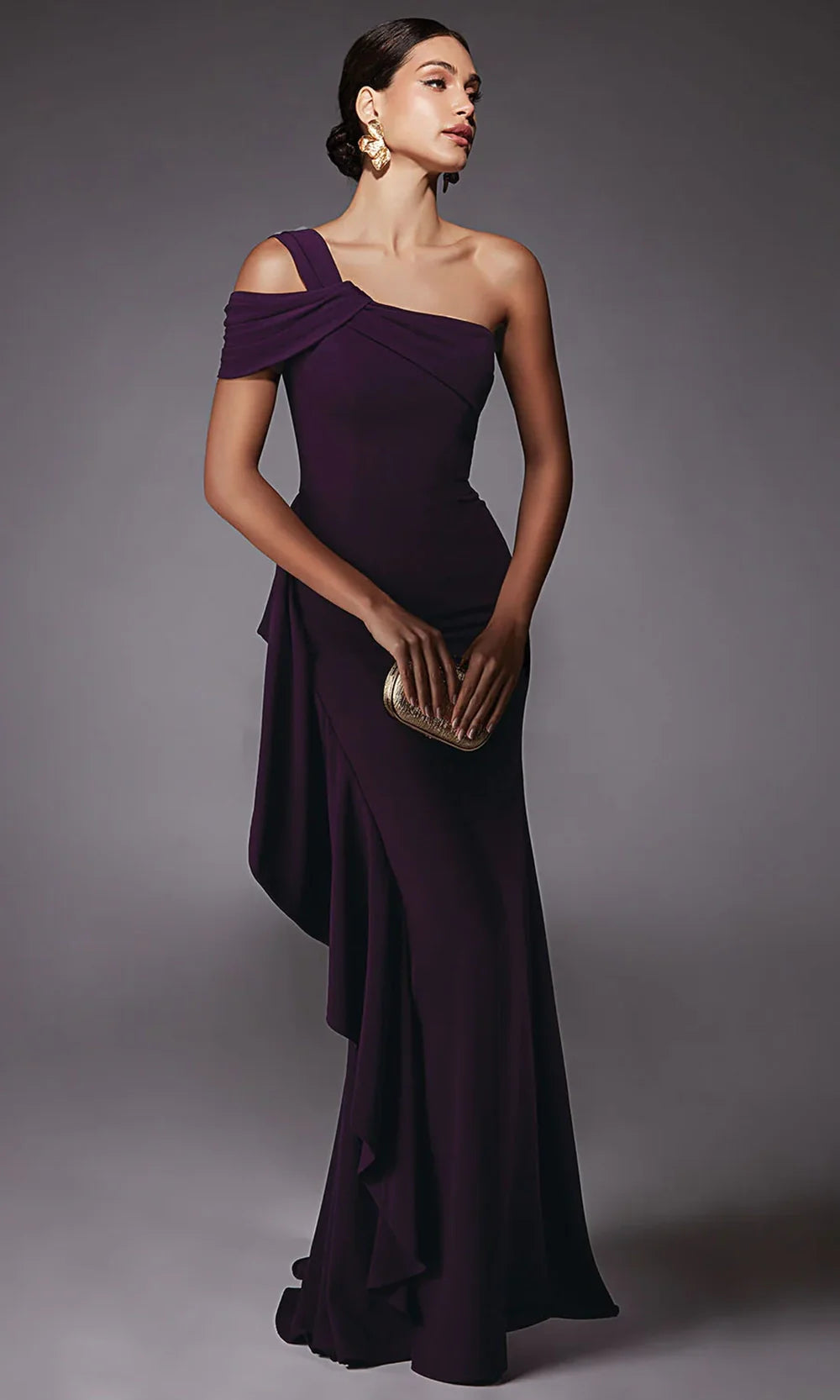 Alyce Paris 27705 - Asymmetric Neck Draped Evening Gown Prom Dresses