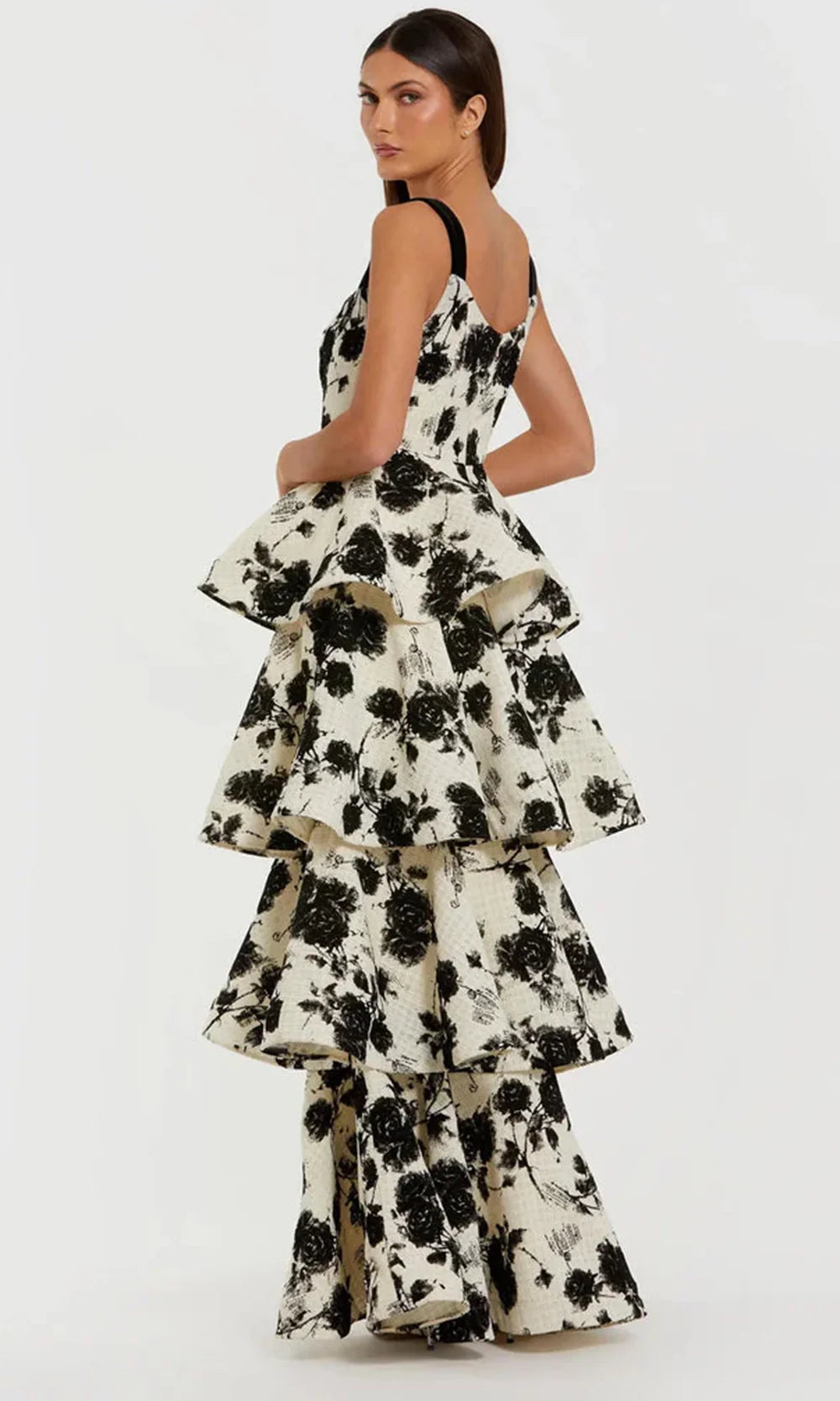 Ieena Duggal 27710 - Wide Velvet Strap Tiered Gown Formal Gowns