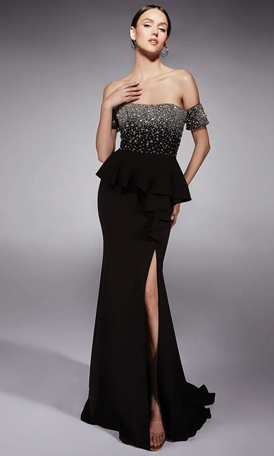 Alyce Paris 27715 - Off Shoulder Peplum Evening Gown Prom Dresses