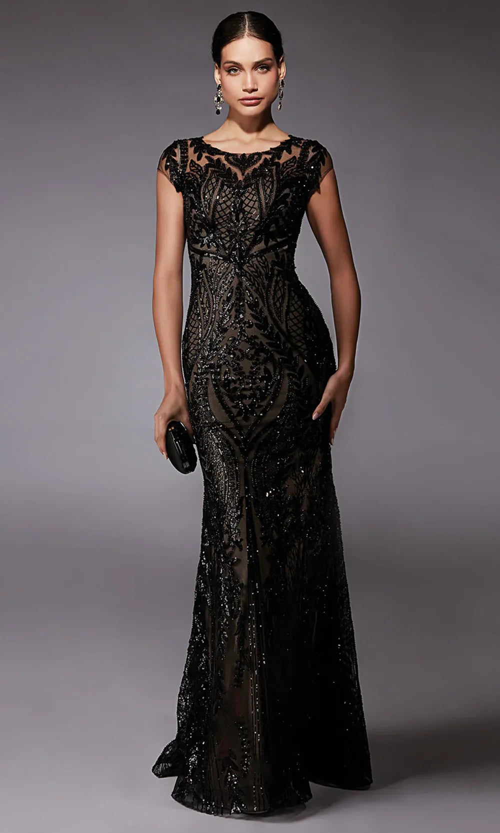 Alyce Paris 27716 - Fully Sequin Cap Sleeve Sheath Gown Mother of the Bride Dresses