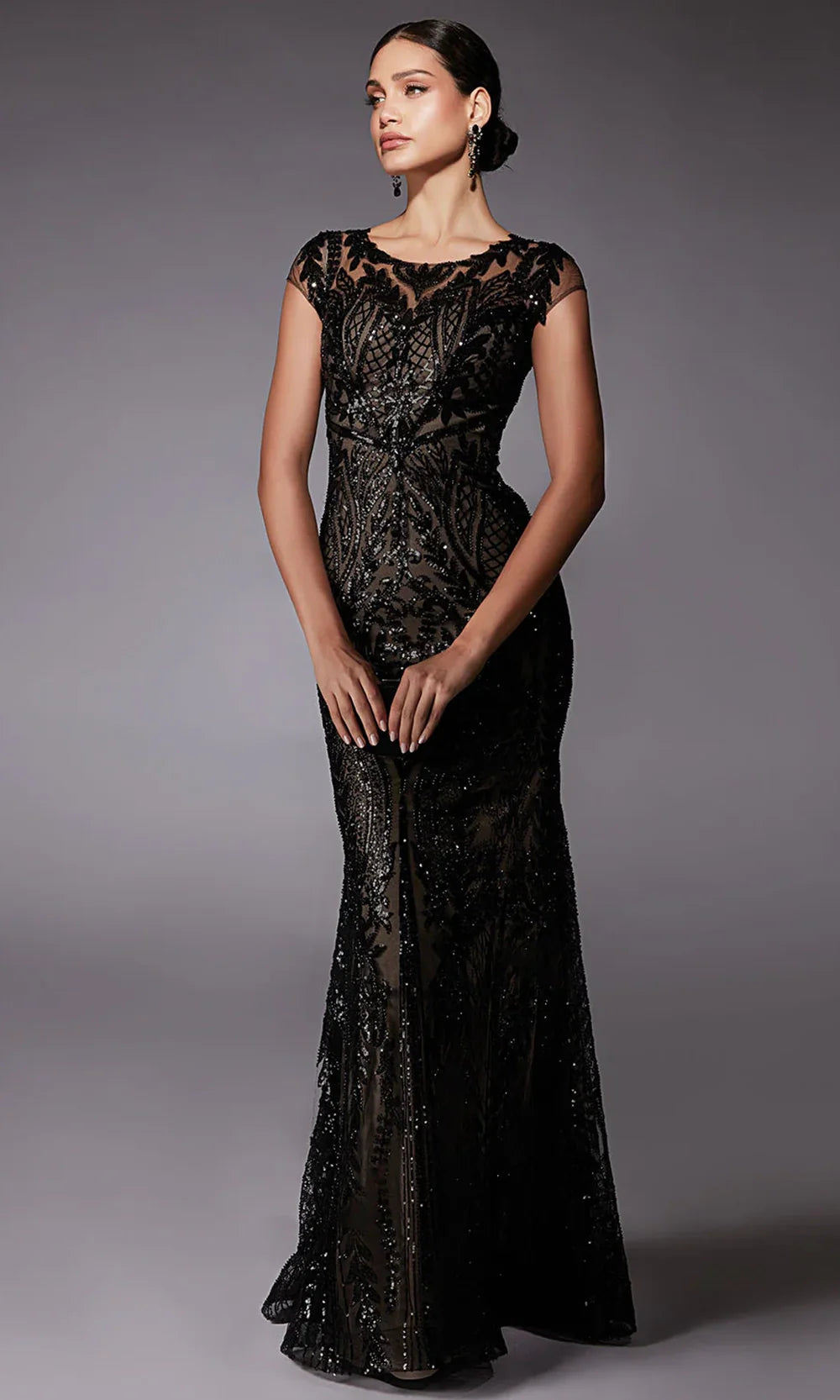 Alyce Paris 27716 - Fully Sequin Cap Sleeve Sheath Gown Mother of the Bride Dresses
