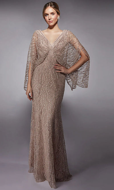Alyce Paris 27724 - V-Neck Sequin Appliqued Fitted Dress Mother of the Bride Dresses