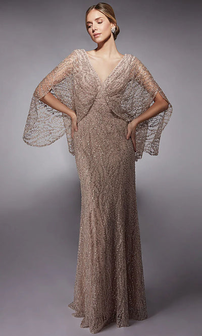 Alyce Paris 27724 - V-Neck Sequin Appliqued Fitted Dress Mother of the Bride Dresses