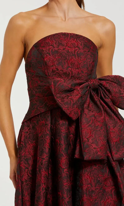 Ieena Duggal 27725 - Straight Neckline Floral Gown with Bow Ball Gowns