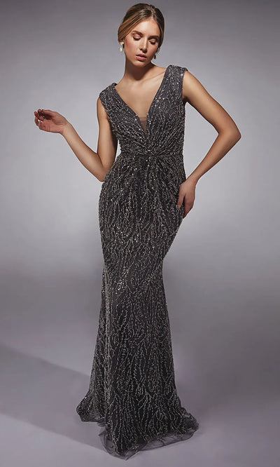 Alyce Paris 27725 - Plunging Neckline Sequin Lace Dress Mother of the Bride Dresses